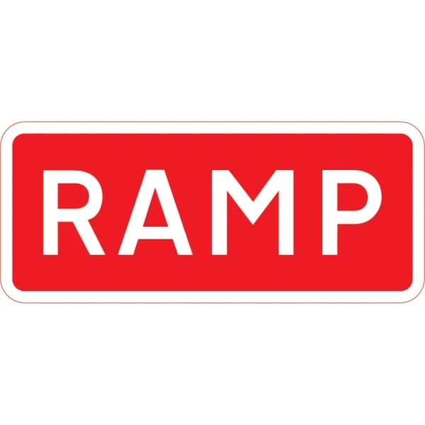 1050 x 450mm RAMP - Black Plastic Sign