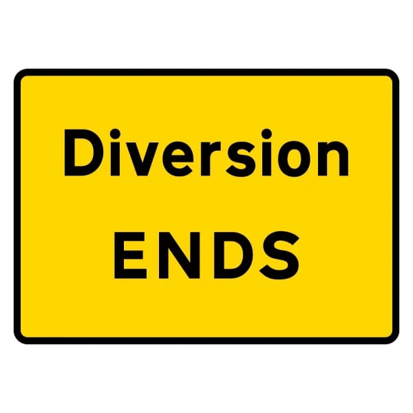 1050 x 750mm Diversion - Black Plastic Sign