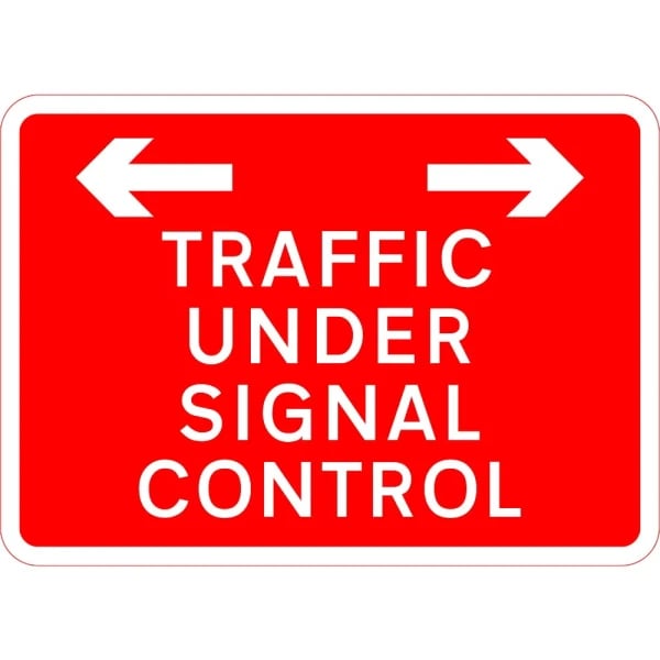 1050 x 750mm Traffic Under Signal Control (Arrows) - Black Plastic Sign