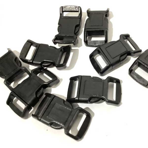 Black 10mm Compact & Light-Duty Plastic Side Delrin Squeeze Release Buckle