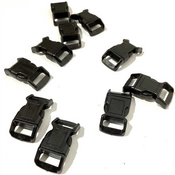 Black 10mm Compact & Light-Duty Plastic Side Delrin Squeeze Release Buckle