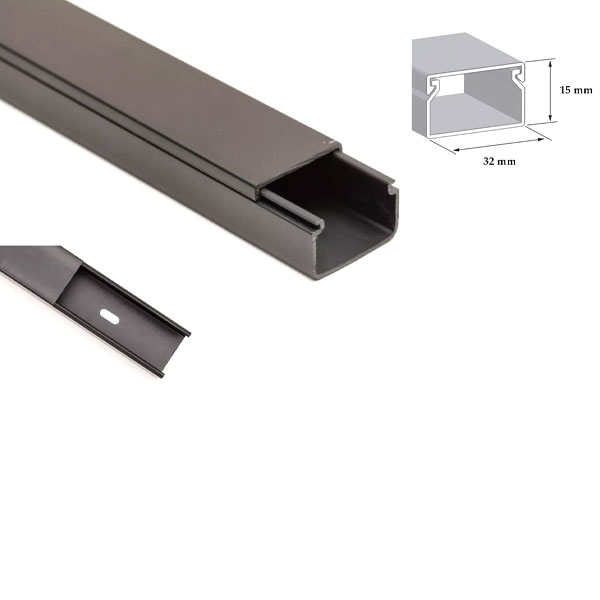 1m PVC Conduit Black Electrical Cable Trunking Wire Plastic Cover