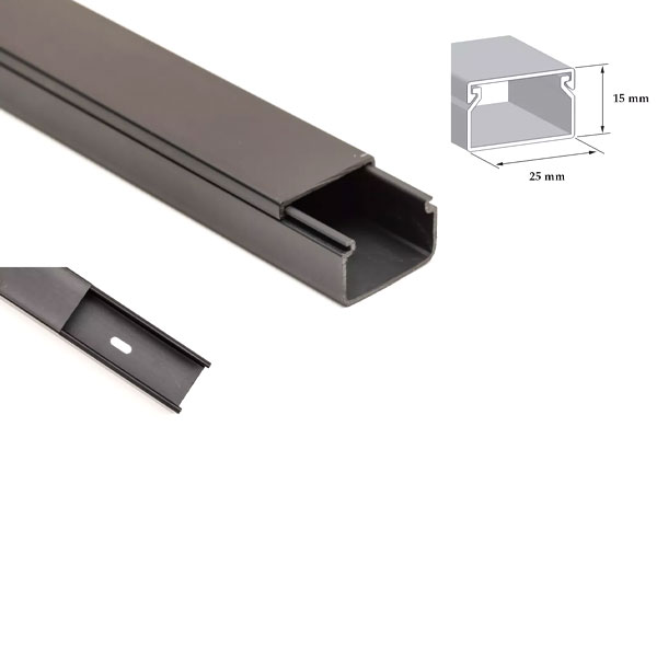 1m PVC Conduit Black Electrical Cable Trunking Wire Plastic Cover