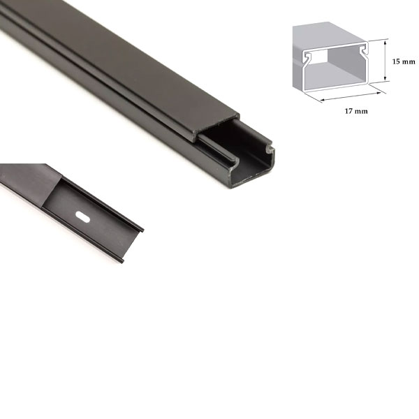 1m PVC Conduit Black Electrical Cable Trunking Wire Plastic Cover
