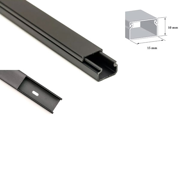 1m PVC Conduit Black Electrical Cable Trunking Wire Plastic Cover