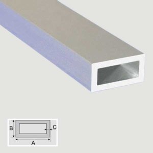 1m Silver Aluminum Anodised Rectangular Pipe