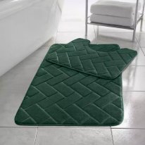 2 Pcs Anti-Slip Rubber Pedestal Memory Foam Mat Toilet Bathroom Rug
