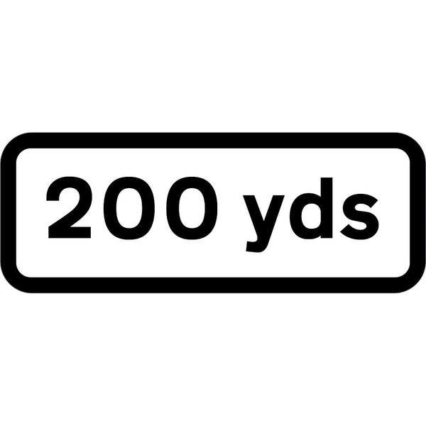 200 YDS Supplementary Plate to suit 750mm - Black Plastic Sign