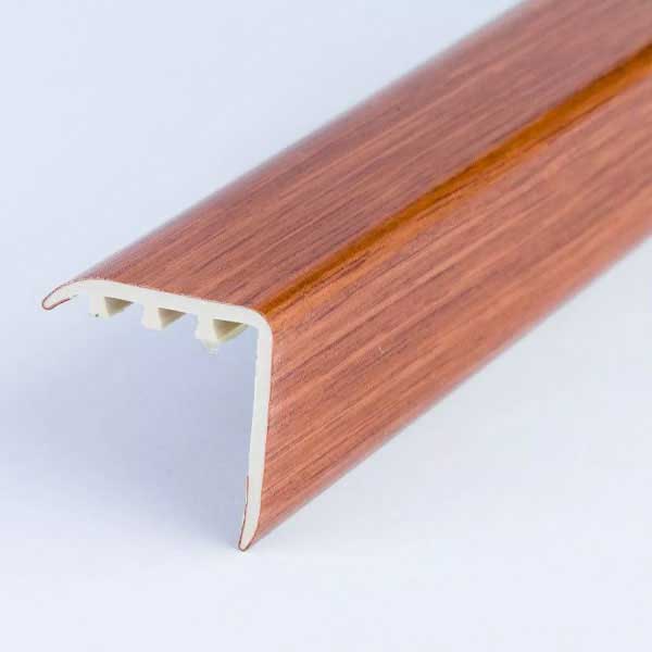 25mm x 25mm wood effect UPVC stair edge nosing trim for laminate and wooden stairs, 0.9m and 1.8m lengths