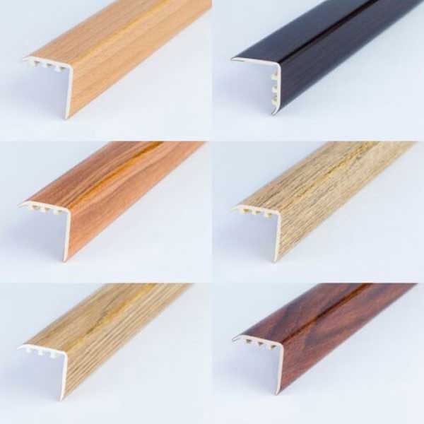 25mm x 25mm  wood effect UPVC stair edge nosing trim for laminate and wooden stairs, 0.9m and 1.8m lengths