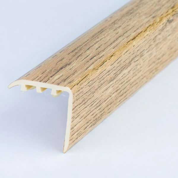 25mm x 25mm wood effect UPVC stair edge nosing trim for laminate and wooden stairs, 0.9m and 1.8m lengths