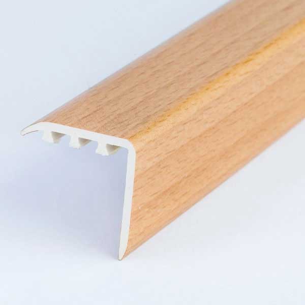 25mm x 25mm wood effect UPVC stair edge nosing trim for laminate and wooden stairs, 0.9m and 1.8m lengths
