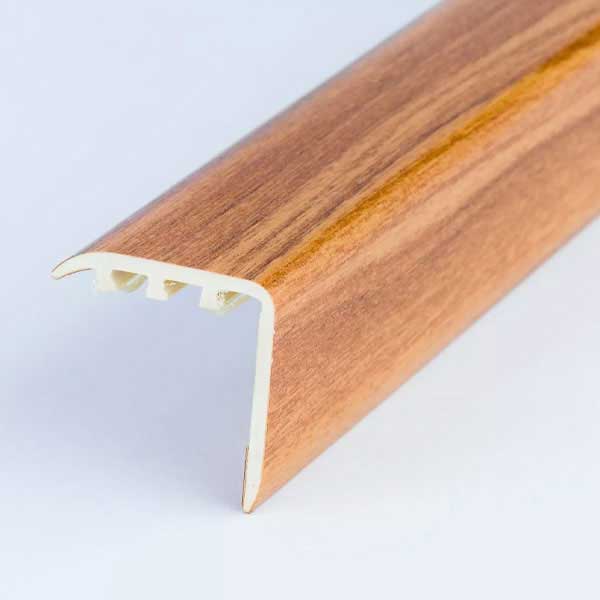 25mm x 25mm wood effect UPVC stair edge nosing trim for laminate and wooden stairs, 0.9m and 1.8m lengths