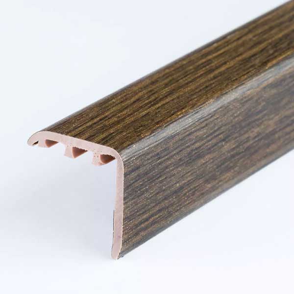 25mm x 25mm  wood effect UPVC stair edge nosing trim for laminate and wooden stairs, 0.9m and 1.8m lengths