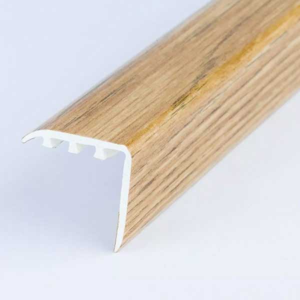 25mm x 25mm  wood effect UPVC stair edge nosing trim for laminate and wooden stairs, 0.9m and 1.8m lengths