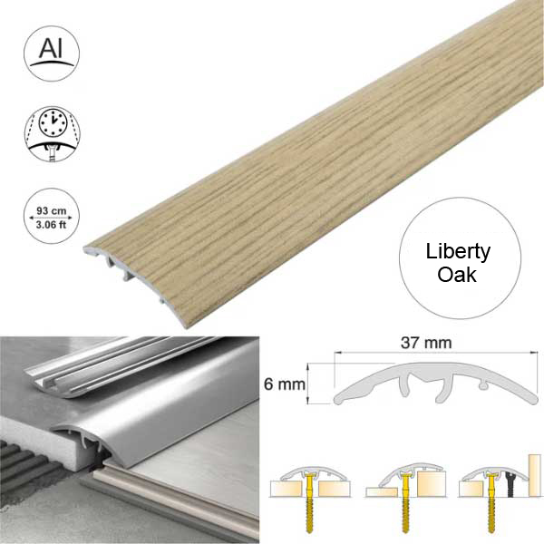 37mm Multi-Purpose Aluminium Floor Wood Effect Transition Strip