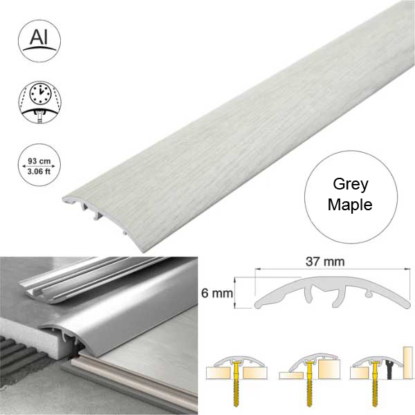 37mm Multi-Purpose Aluminium Floor Wood Effect Transition Strip