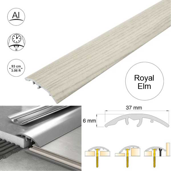 37mm Multi-Purpose Aluminium Floor Wood Effect Transition Strip