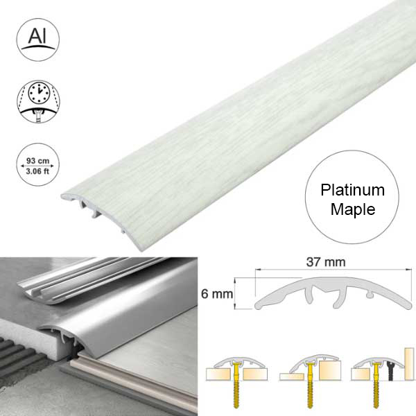 37mm Multi-Purpose Aluminium Floor Wood Effect Transition Strip