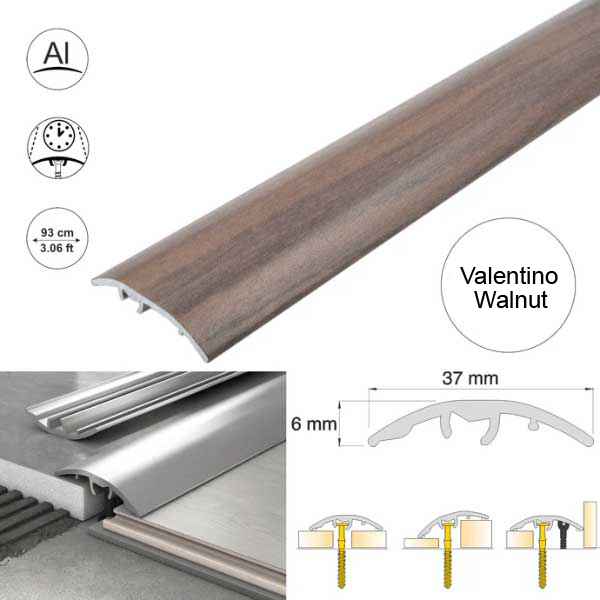 37mm Multi-Purpose Aluminium Floor Wood Effect Transition Strip