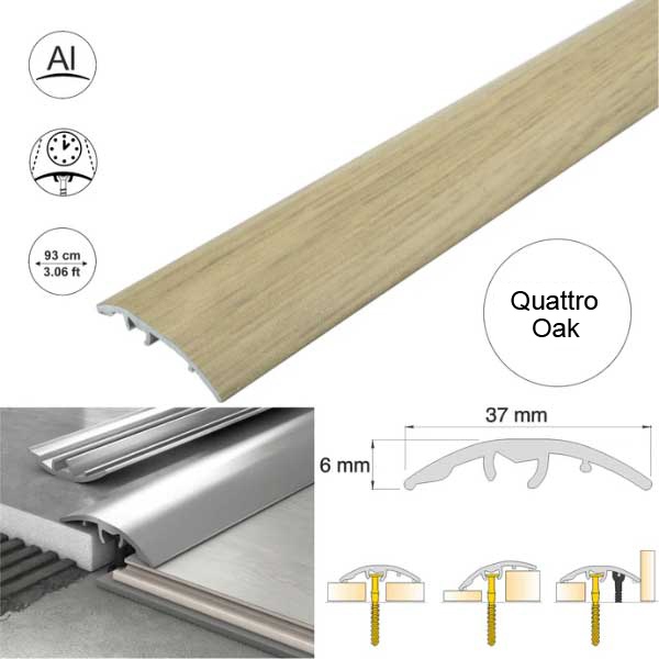 37mm Multi-Purpose Aluminium Floor Wood Effect Transition Strip