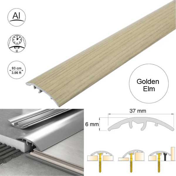 37mm Multi-Purpose Aluminium Floor Wood Effect Transition Strip