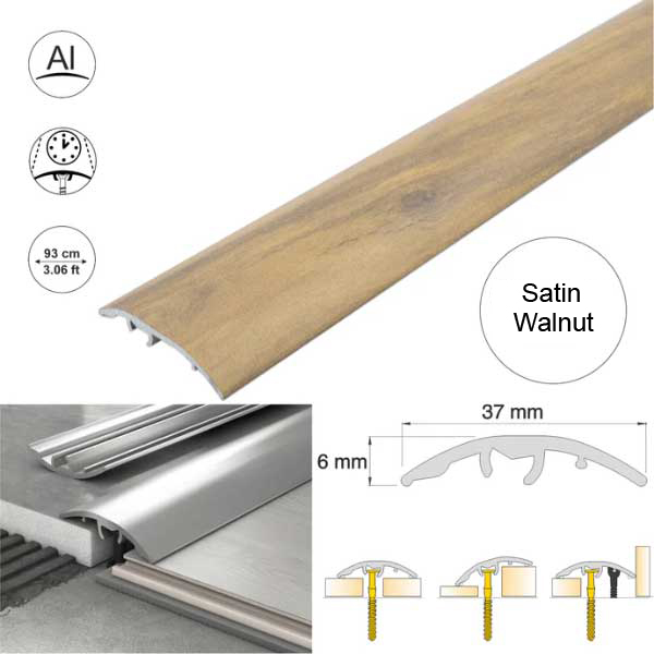 37mm Multi-Purpose Aluminium Floor Wood Effect Transition Strip