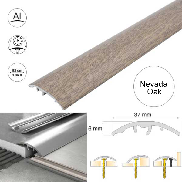 37mm Multi-Purpose Aluminium Floor Wood Effect Transition Strip