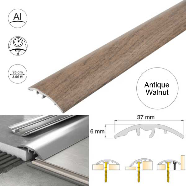 37mm Multi-Purpose Aluminium Floor Wood Effect Transition Strip
