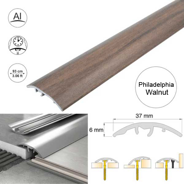37mm Multi-Purpose Aluminium Floor Wood Effect Transition Strip