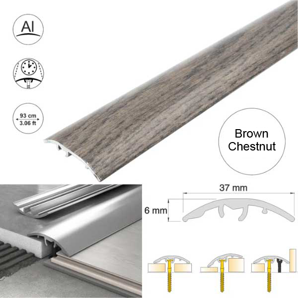 37mm Multi-Purpose Aluminium Floor Wood Effect Transition Strip