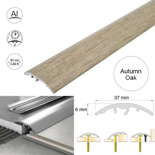 37mm Multi-Purpose Aluminium Floor Wood Effect Transition Strip