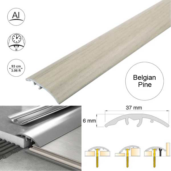 37mm Multi-Purpose Aluminium Floor Wood Effect Transition Strip