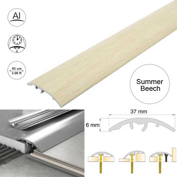 37mm Multi-Purpose Aluminium Floor Wood Effect Transition Strip