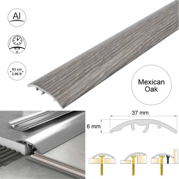 37mm Multi-Purpose Aluminium Floor Wood Effect Transition Strip