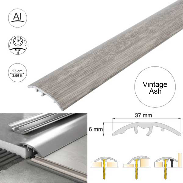 37mm Multi-Purpose Aluminium Floor Wood Effect Transition Strip