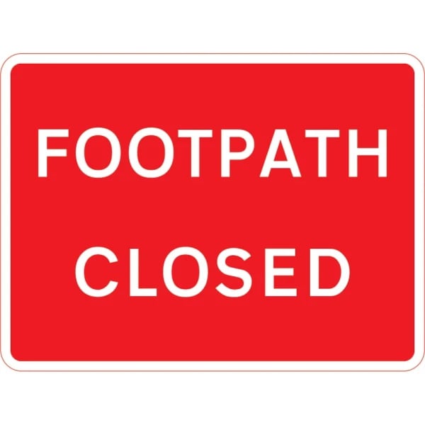 600 x 450mm Footpath Closed - Black Plastic Sign