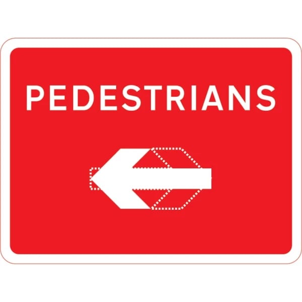 600 x 450mm Pedestrians  - Black Plastic Sign