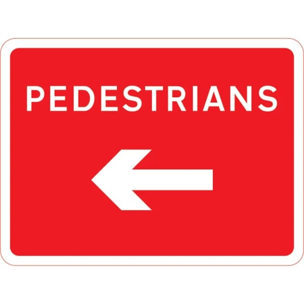 600 x 450mm Pedestrians  - Black Plastic Sign