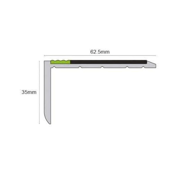 62.5mm x 35mm Aluminator Slimline PVC Non Slip Stair Nosing