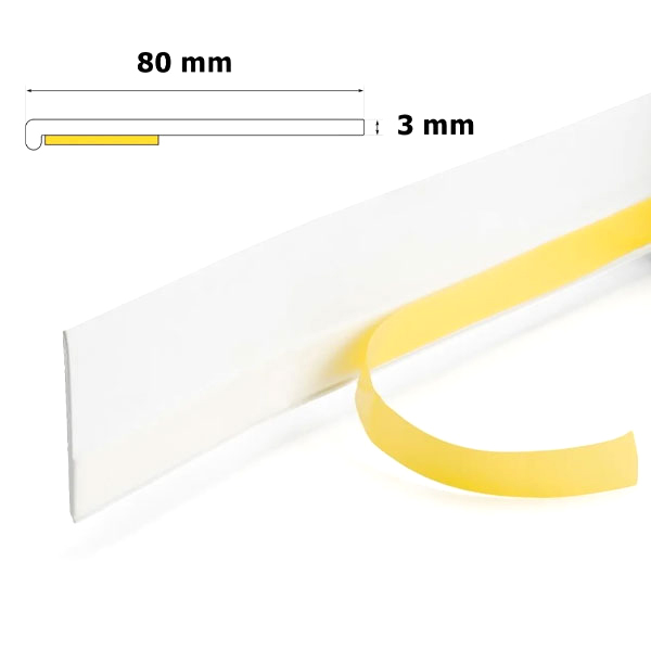 6m PVC White Cover Strip Flat Self-Adhesive Door Window Architrave 
