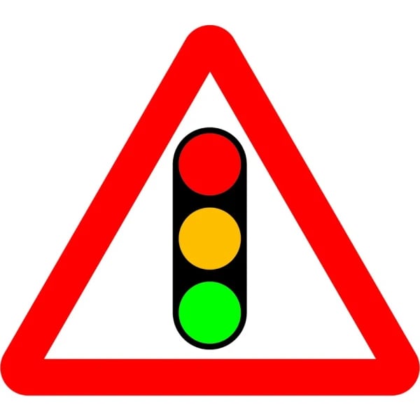 750mm Traffic Signals Ahead - Black Plastic Sign