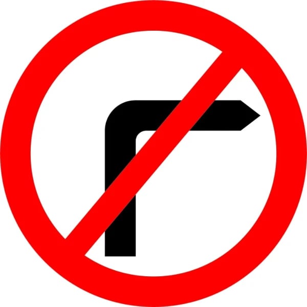750mm Turn - Black Plastic Sign