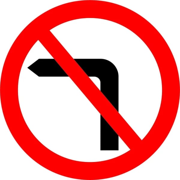 750mm Turn - Black Plastic Sign