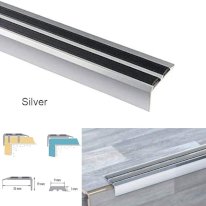 Aluminium Anti Non Slip Stair Edge Nosing Trim With Rubber Insert
