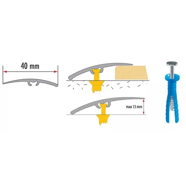 Aluminium Carpet Cover Door Threshold - Silver Floor Trim Transition Strip