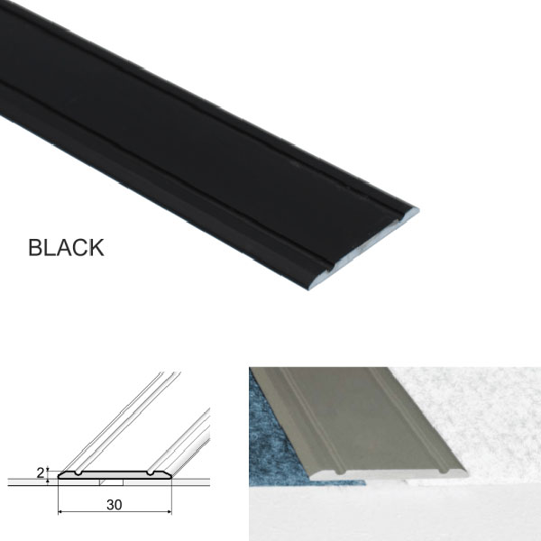 Aluminium flat Black door threshold strip for wood and vinyl flooring