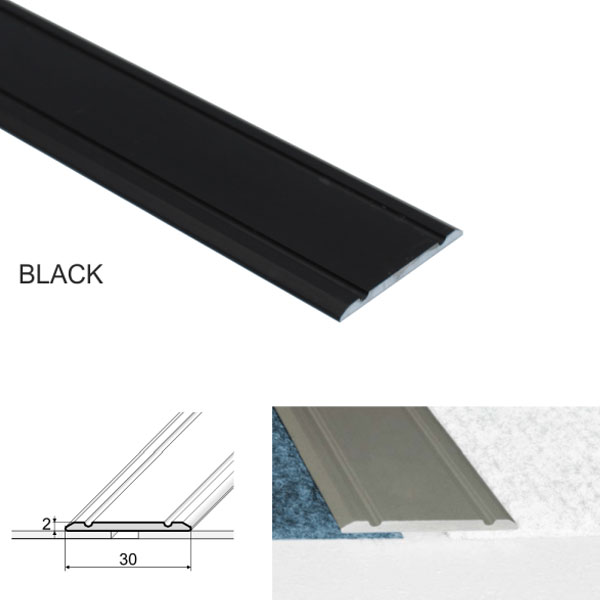 Black Self adhesive backing on aluminium flat door threshold strip