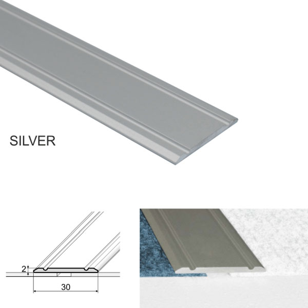 Silver Self adhesive backing on aluminium flat door threshold strip
