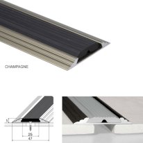 Anodised Aluminium A10 Flat Non-Slip Door Threshold 50mm